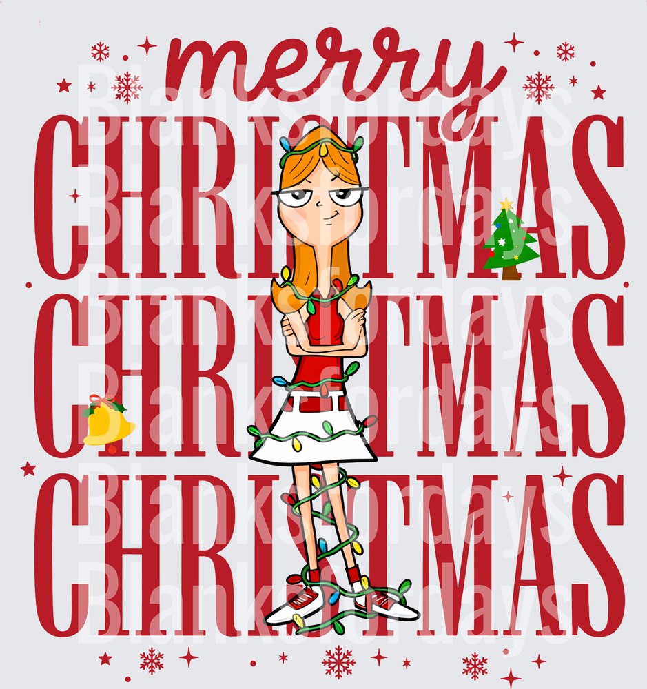 Candace Flynn Tangled in Christmas Lights Merry Christmas (DTF)