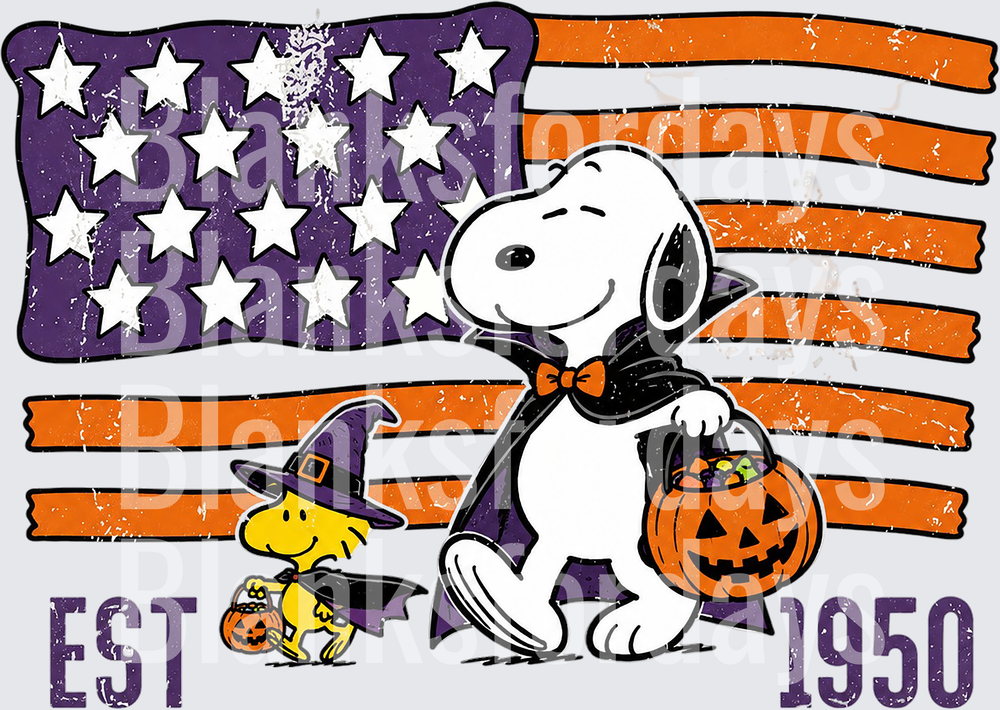Snoopy Vampire Woodstock Witch Halloween Flag Est 1950 (DTF)