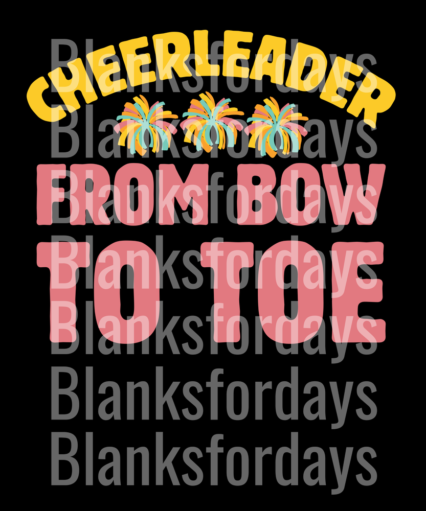Cheerleader From Bow To Toe Colorful Pom Poms Typography (DTF)