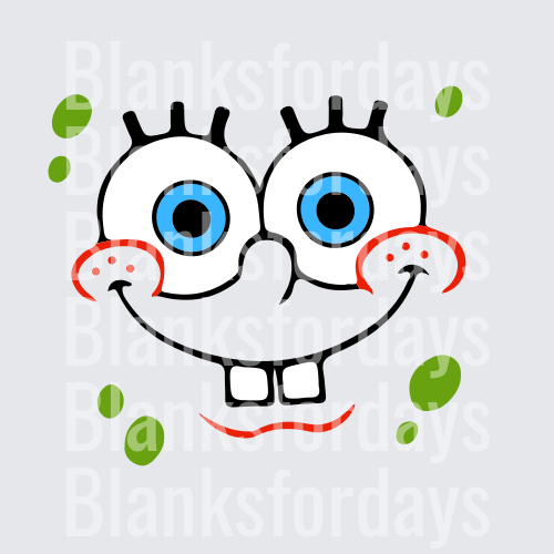 SpongeBob SquarePants Smiling Face with Green Dots (DTF)