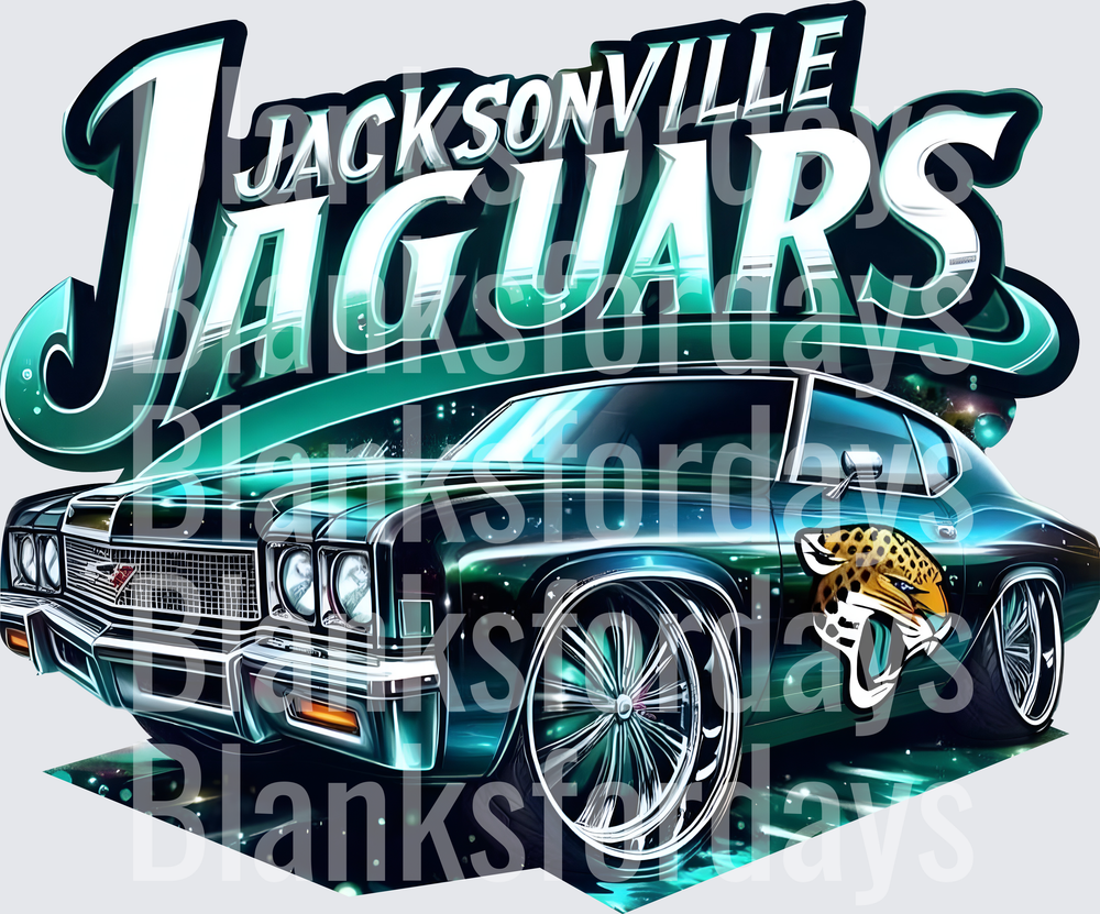 Jacksonville Jaguars Classic Muscle Car Lowrider Chrome Wheels (DTF)