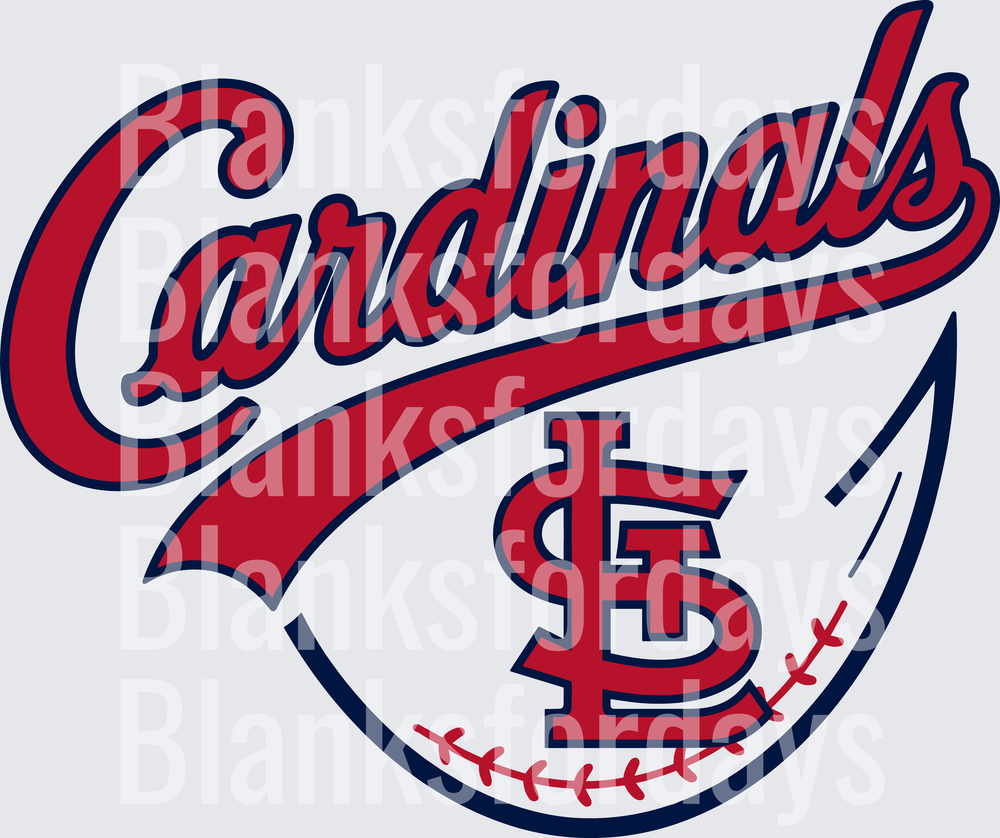 St. Louis Cardinals Script Logo with Baseball STL Monogram (DTF)