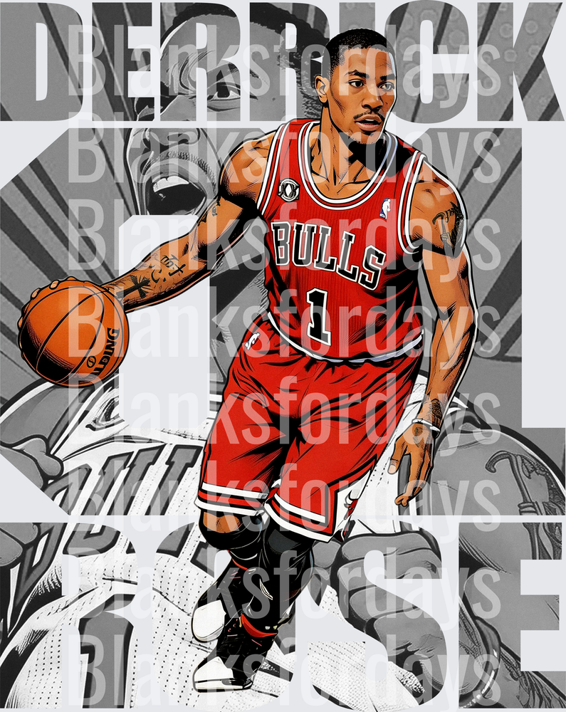 Derrick Rose Chicago Bulls #1 Comic Art Illustration (DTF)