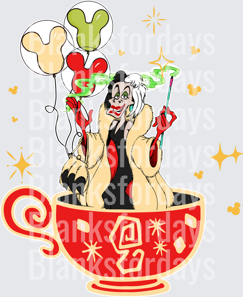 Cruella De Vil Teacup Ride Mickey Balloons Villain (DTF)