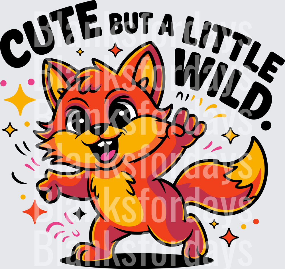 Cute But A Little Wild Sassy Fox Cartoon with Sparkles (DTF)