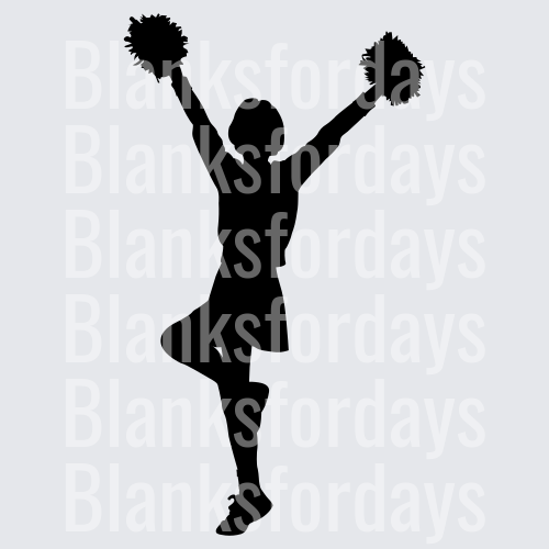 Cheerleader Silhouette Jumping with Pom Poms (DTF)