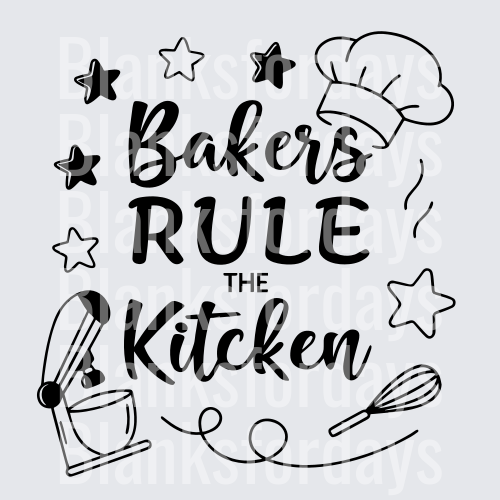Bakers Rule the Kitchen Chef Hat Whisk Mixer Stars Design (DTF)