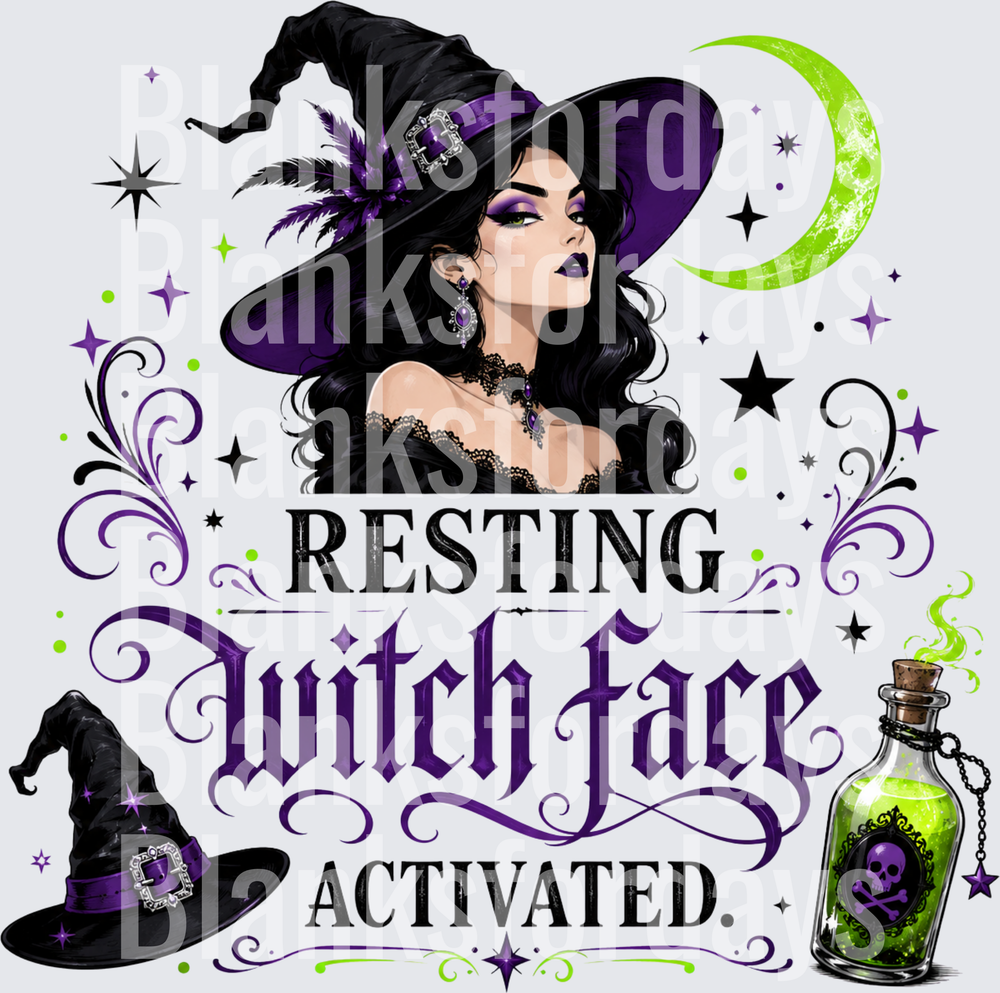 Resting Witch Face Activated Halloween Witch Design (DTF)