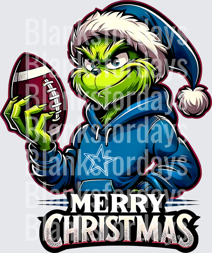 Grinch Santa Dallas Cowboys Football Merry Christmas (DTF)