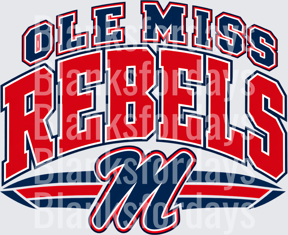 Ole Miss Rebels Bold Arch Script M Logo Design (DTF)