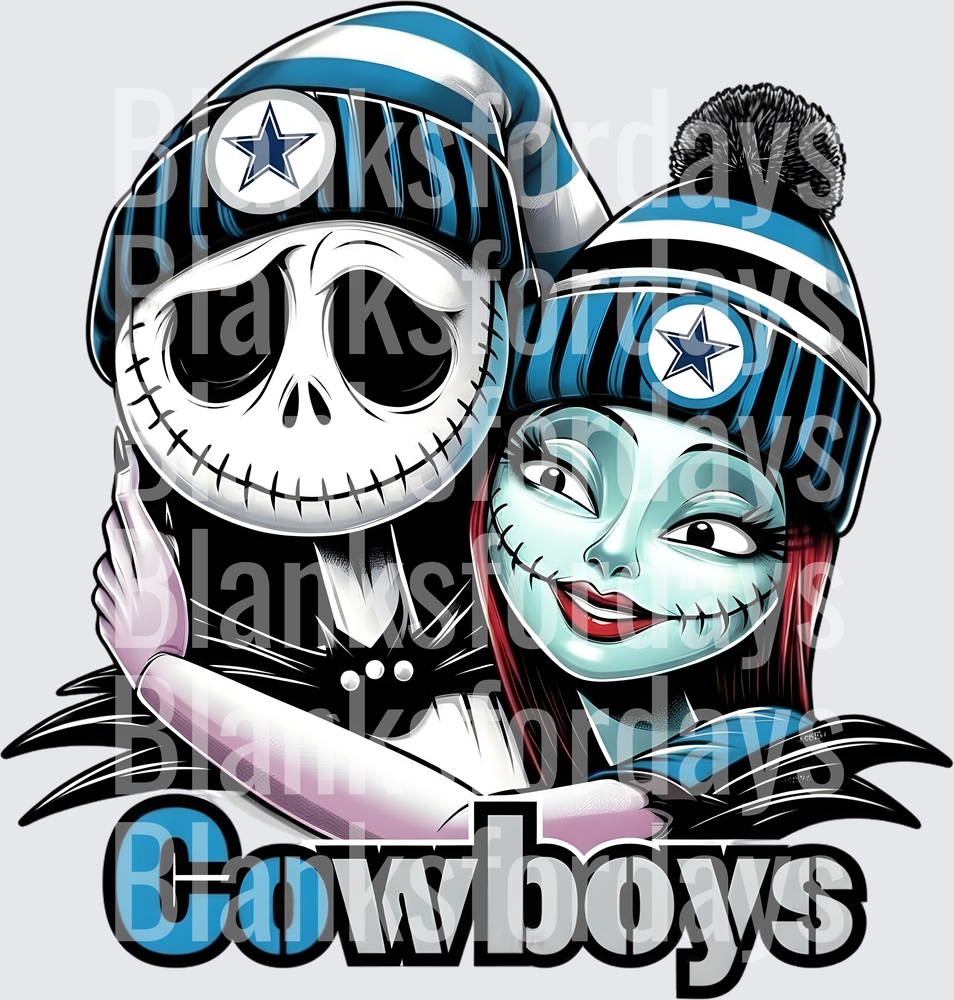 Jack Skellington and Sally Dallas Cowboys Fan Beanie Couple (DTF)