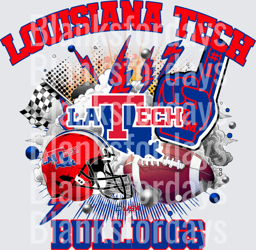 Louisiana Tech Bulldogs Football Helmet Explosion Graphic (DTF)