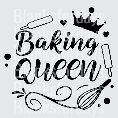 Baking Queen Crown Rolling Pin Whisk Script Design (DTF)