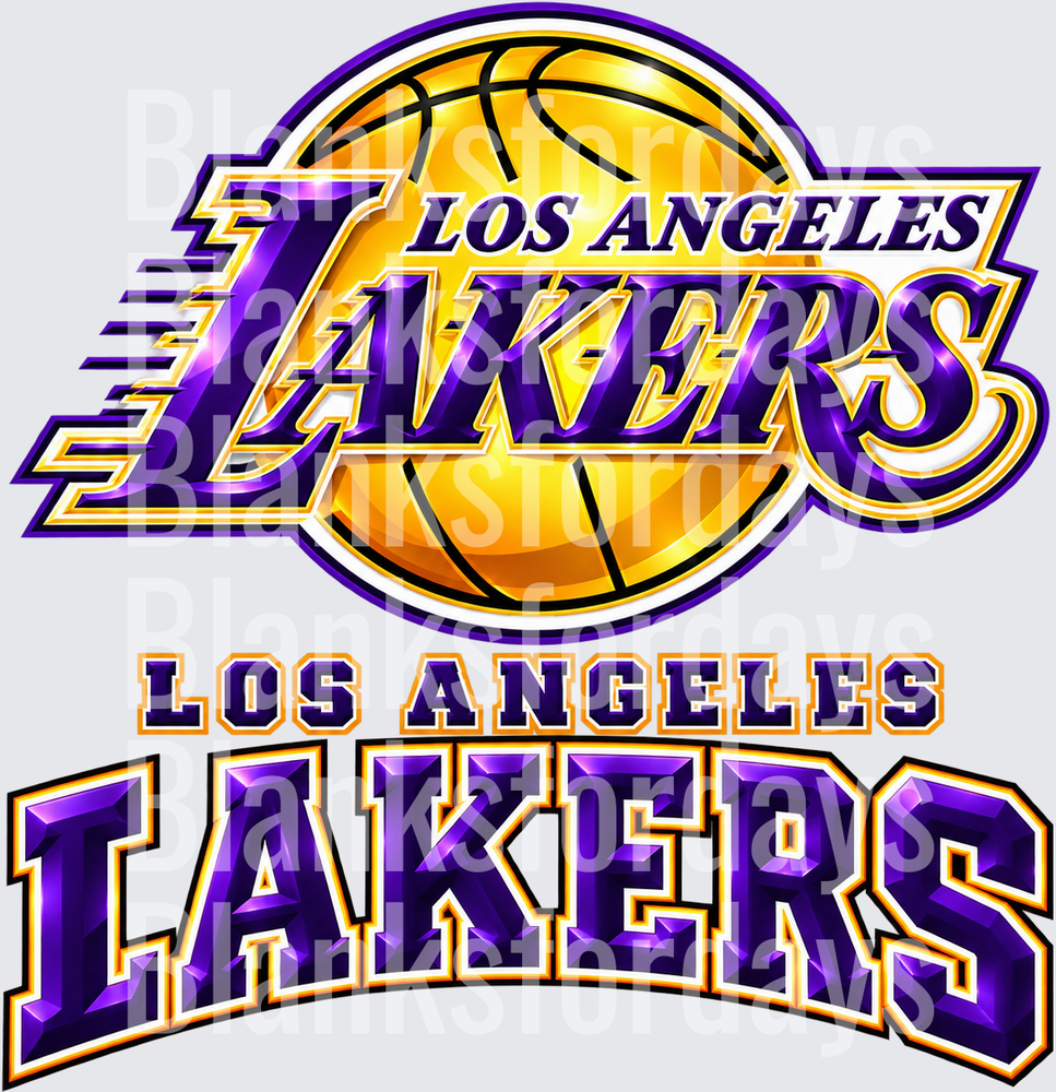Los Angeles Lakers Purple Gold Basketball Logo Set (DTF)