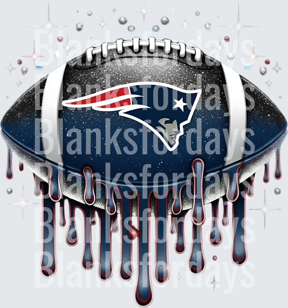 New England Patriots Glitter Drip Football Rhinestone Bling (DTF)