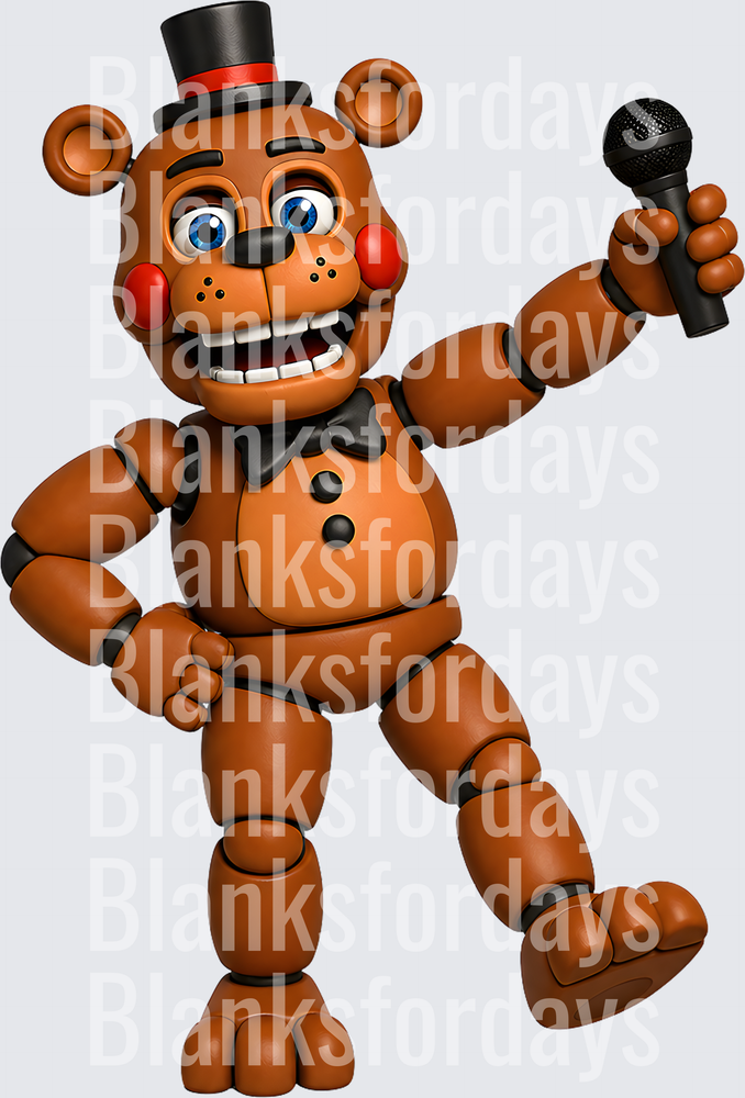 Freddy Fazbear FNAF Animatronic Holding Microphone 3D (DTF)