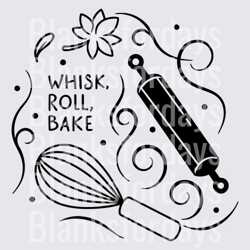 Whisk Roll Bake Kitchen Baking Tools Swirl Design (DTF)