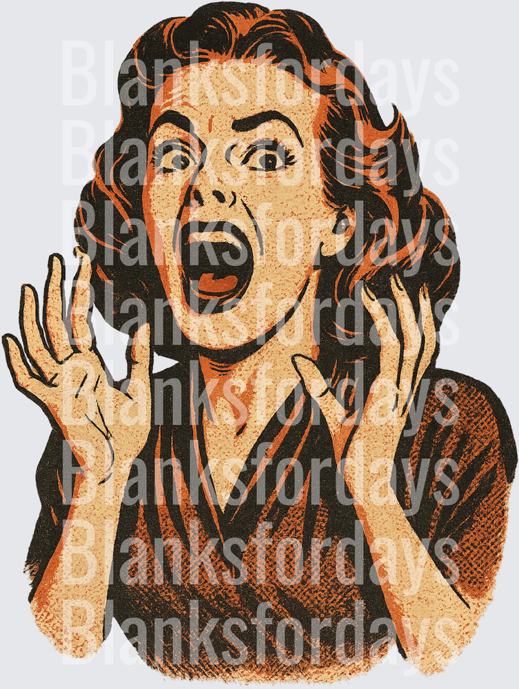 Retro Vintage Screaming Horrified Woman Comic Art (DTF)