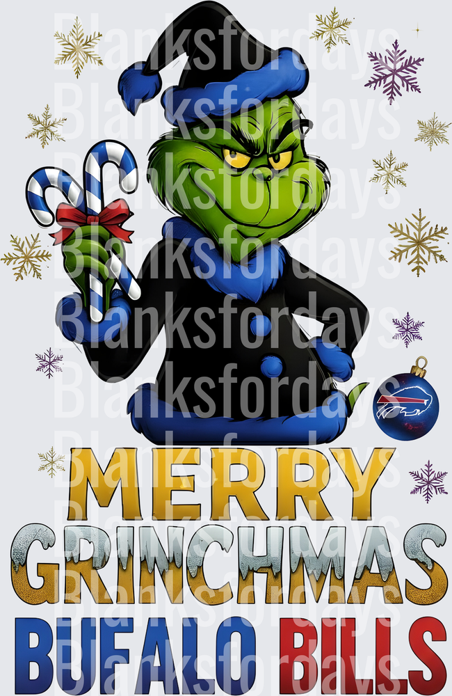 Merry Grinchmas Buffalo Bills Holiday Grinch Design (DTF)