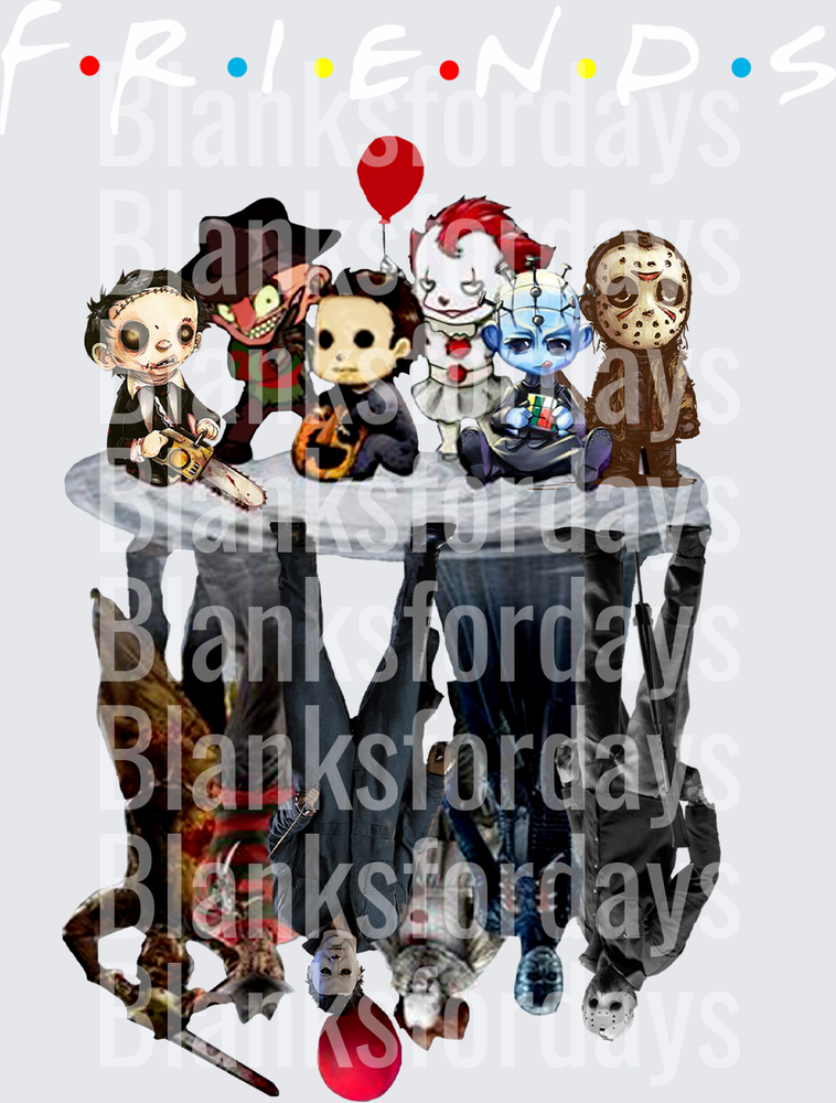 Horror Icons Friends Logo Chibi Leatherface Freddy Michael Myers Pennywise Jason (DTF)