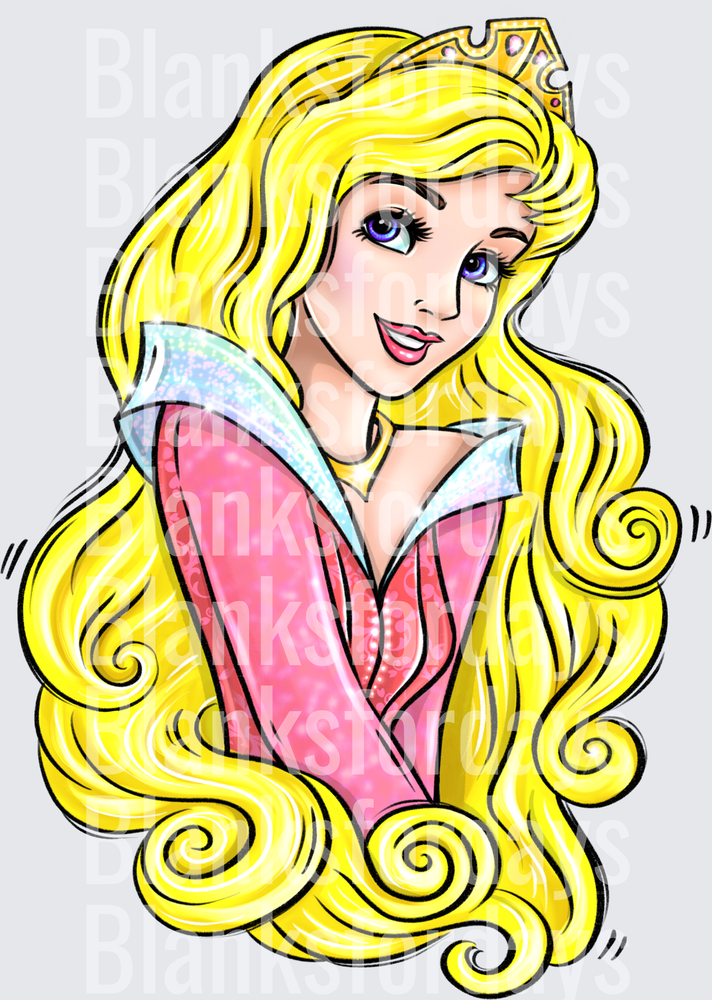 Sleeping Beauty Princess Aurora Golden Hair Crown Portrait (DTF)