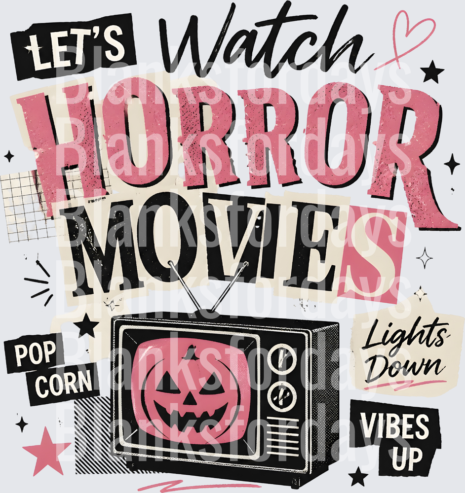 Let's Watch Horror Movies Retro TV Jack-o-Lantern Halloween (DTF)