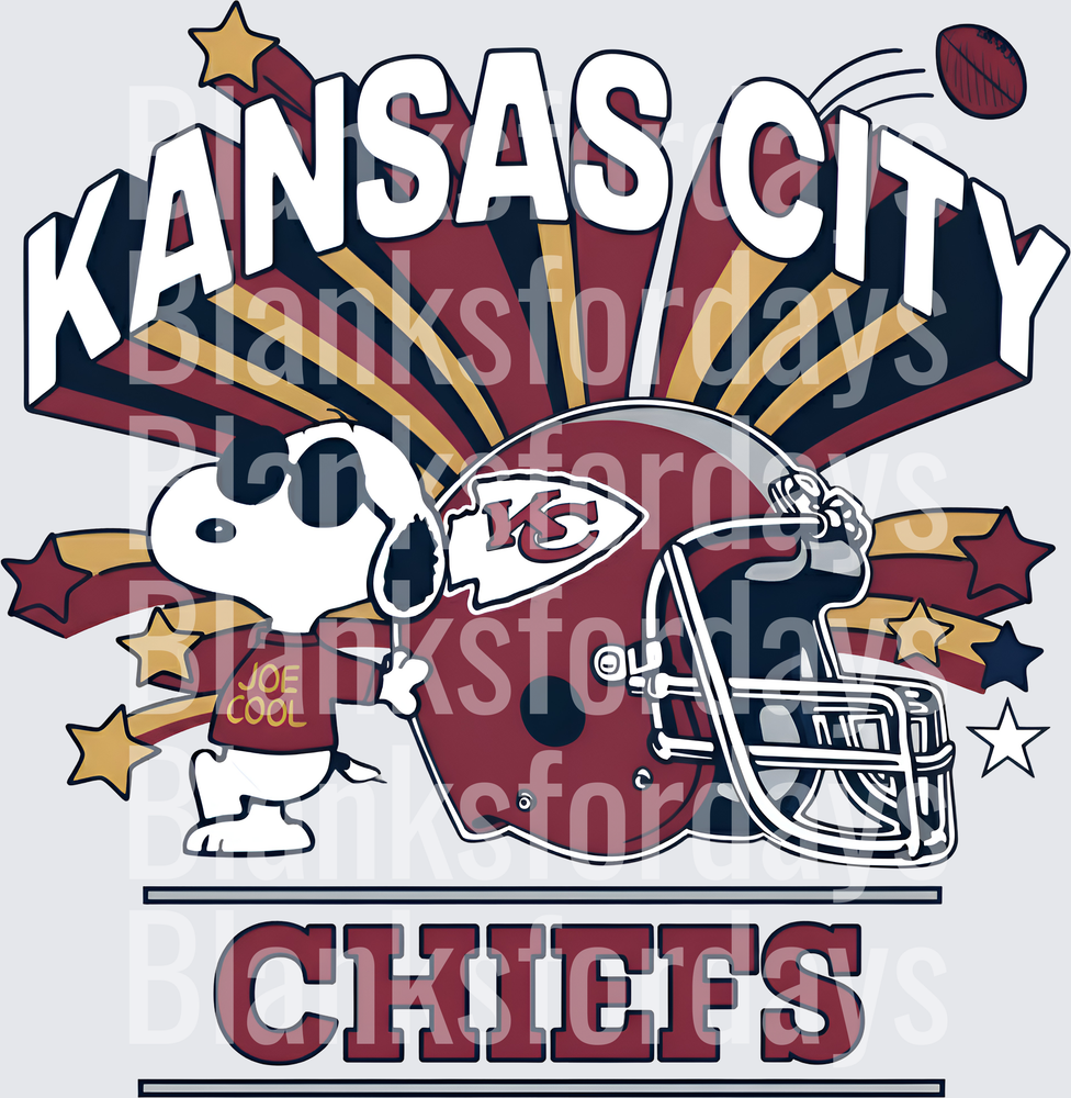 Snoopy Joe Cool Kansas City Chiefs Helmet Stars Fan Design (DTF)