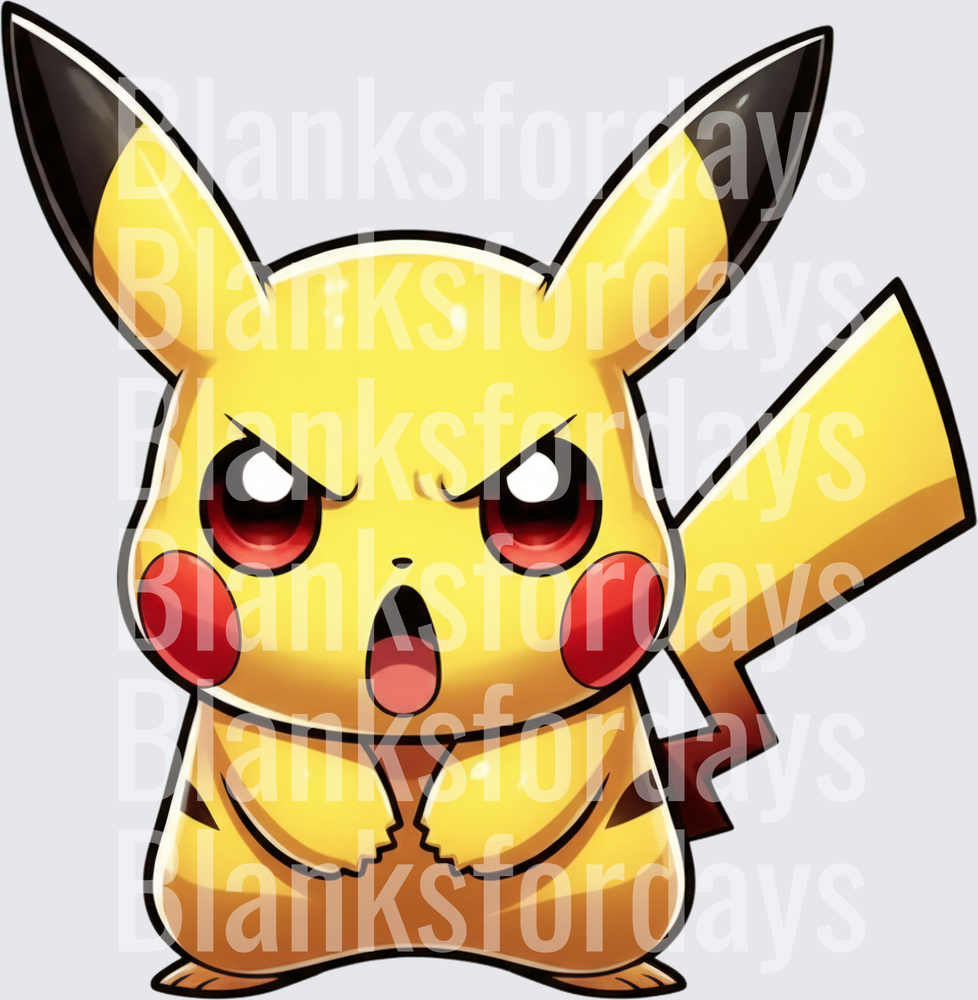 Angry Pikachu Fierce Red Eyes Pokemon Battle Rage (DTF)