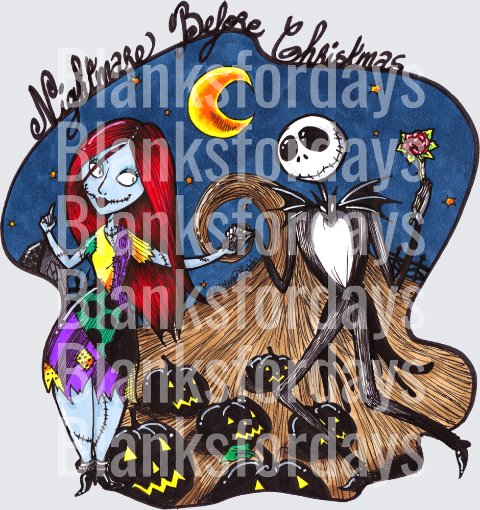 Jack Skellington and Sally Nightmare Before Christmas Moon Scene (DTF)