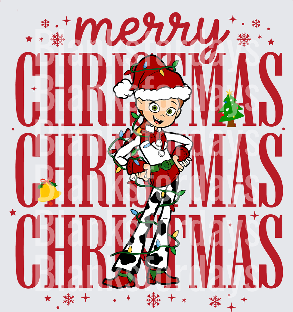 Jessie Toy Story Merry Christmas Wrapped in Lights (DTF)