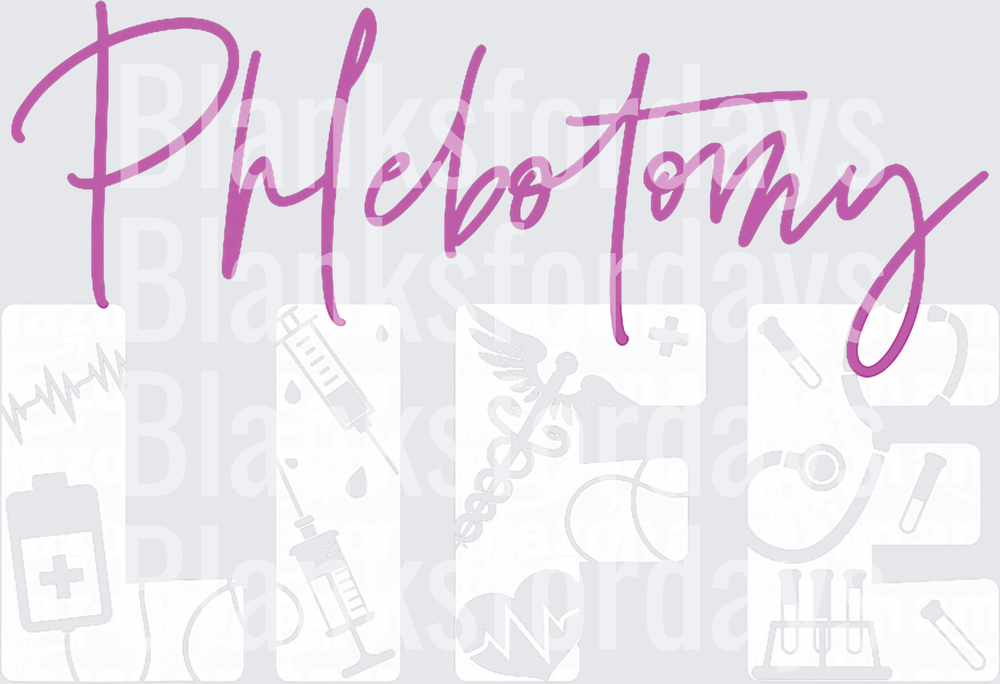 Phlebotomy Script with Medical Icons Collage (DTF)