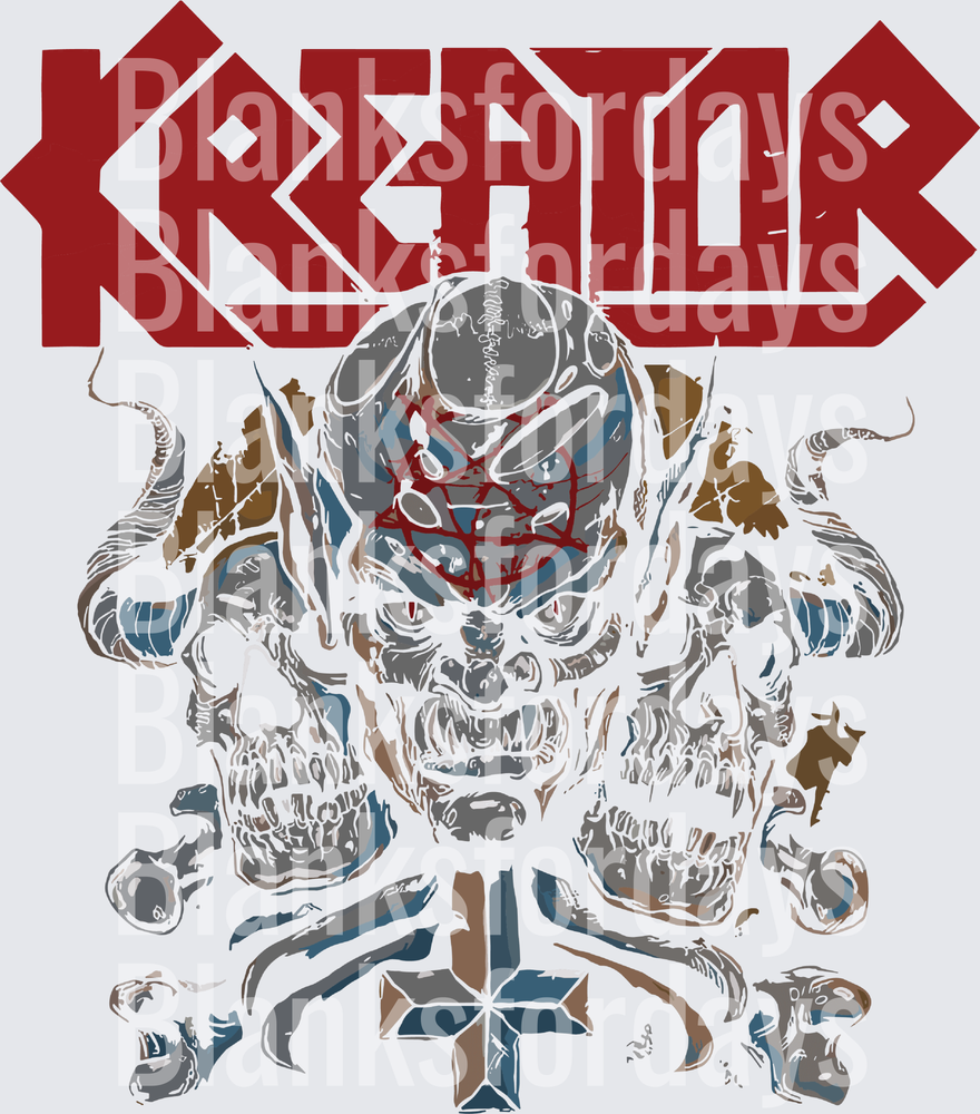 Kreator Band Logo Demon Skull Crossbones Heavy Metal Art (DTF)