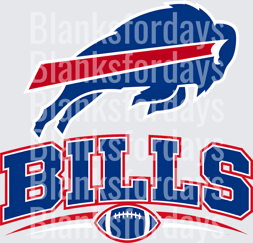 Buffalo Bills NFL Logo with Football Arch Wordmark Design (DTF)