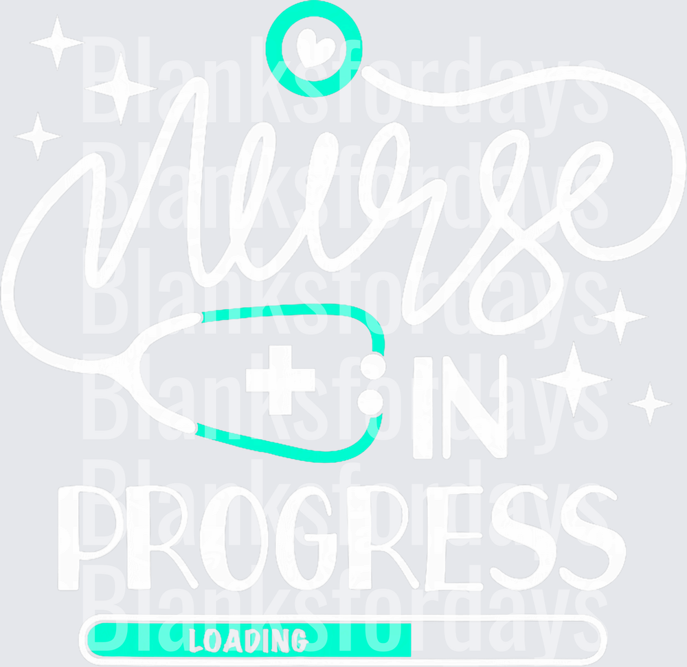 Nurse In Progress Loading Bar Stethoscope Heart Design (DTF)