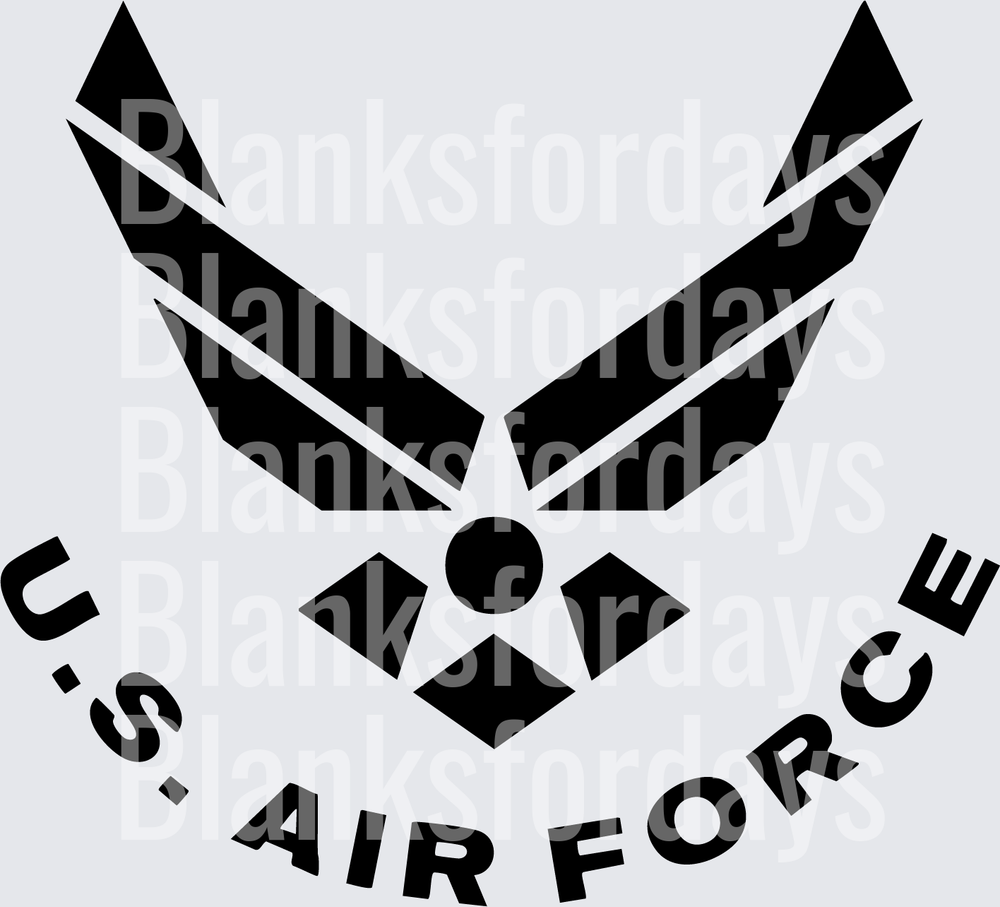 US Air Force Wings Symbol Logo Black Silhouette (DTF)