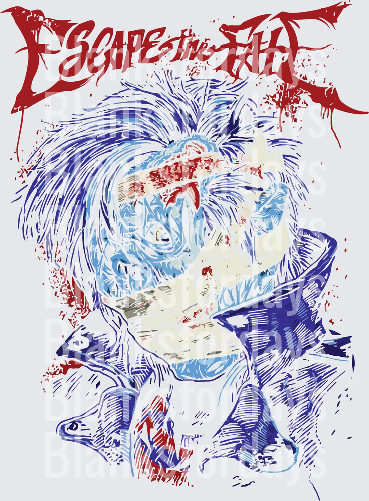 Escape the Fate Band Logo Chucky Horror Bloody Art Design (DTF)