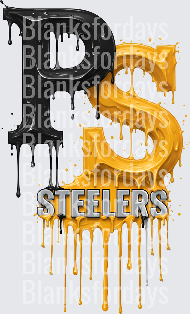 Pittsburgh Steelers Dripping Paint PS Letters Design (DTF)