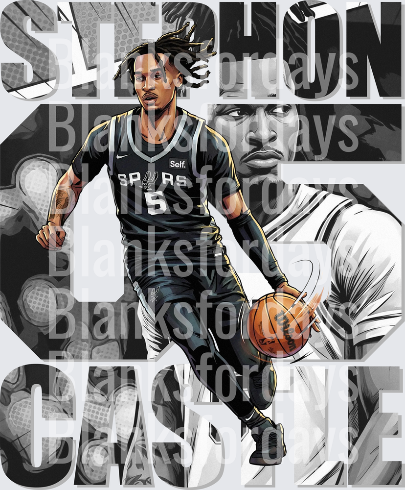 Stephon Castle San Antonio Spurs #5 Comic Art Illustration (DTF)