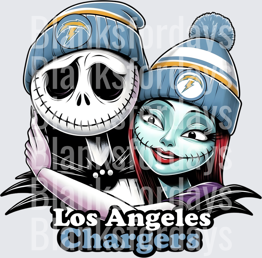 Jack Skellington and Sally Los Angeles Chargers Fan Couple (DTF)