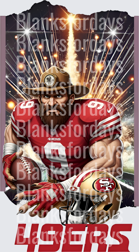 San Francisco 49ers Number 9 Rusher Cowboy Hat Graphic Art (DTF)