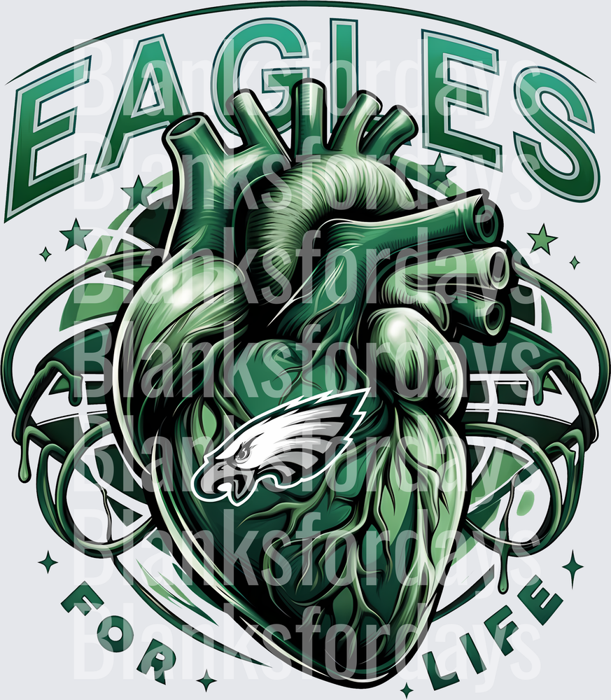 Eagles For Life Anatomical Heart Football Fan Design (DTF)