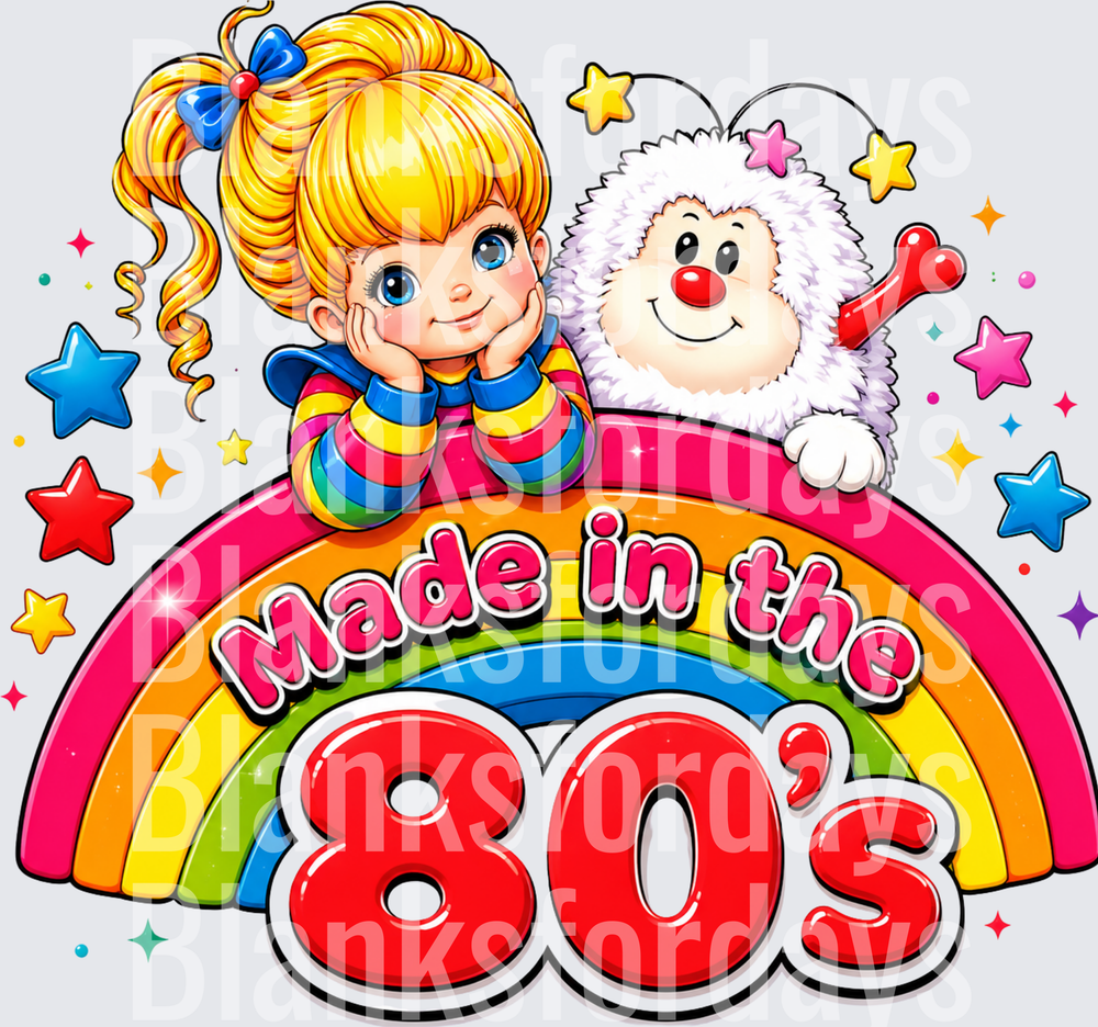Rainbow Brite and Twink Made in the 80s Rainbow Design (DTF)