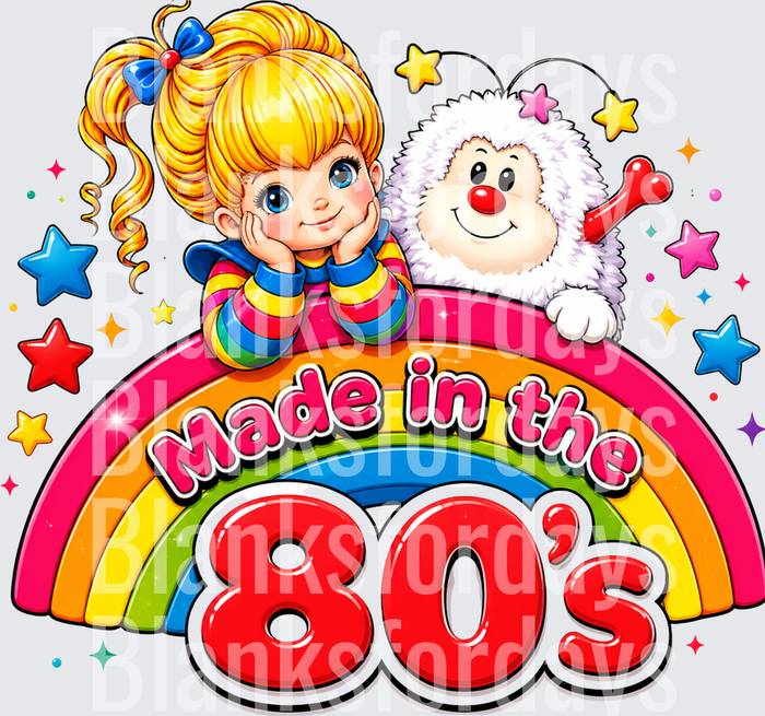 Rainbow Brite and Twink Made in the 80s Rainbow Design (DTF)