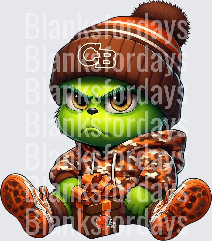 Baby Grinch Cleveland Browns Camo Hoodie Christmas Gift (DTF)