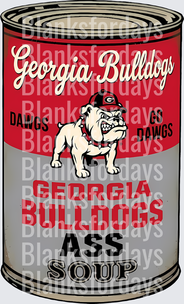 Georgia Bulldogs Ass Soup Can Parody Go Dawgs (DTF)
