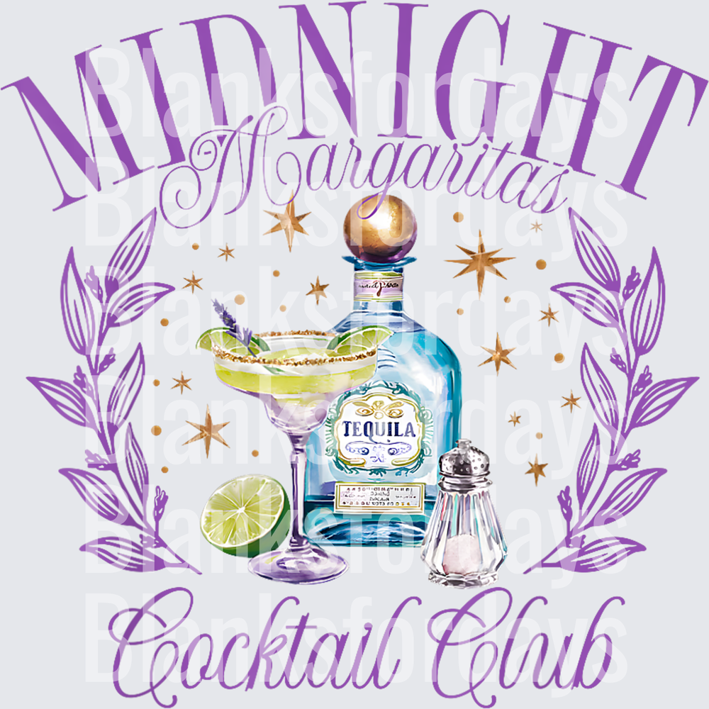Midnight Margaritas Cocktail Club Tequila Purple Gold (DTF)