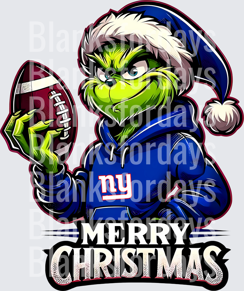 Grinch Santa New York Giants Merry Christmas Football (DTF)
