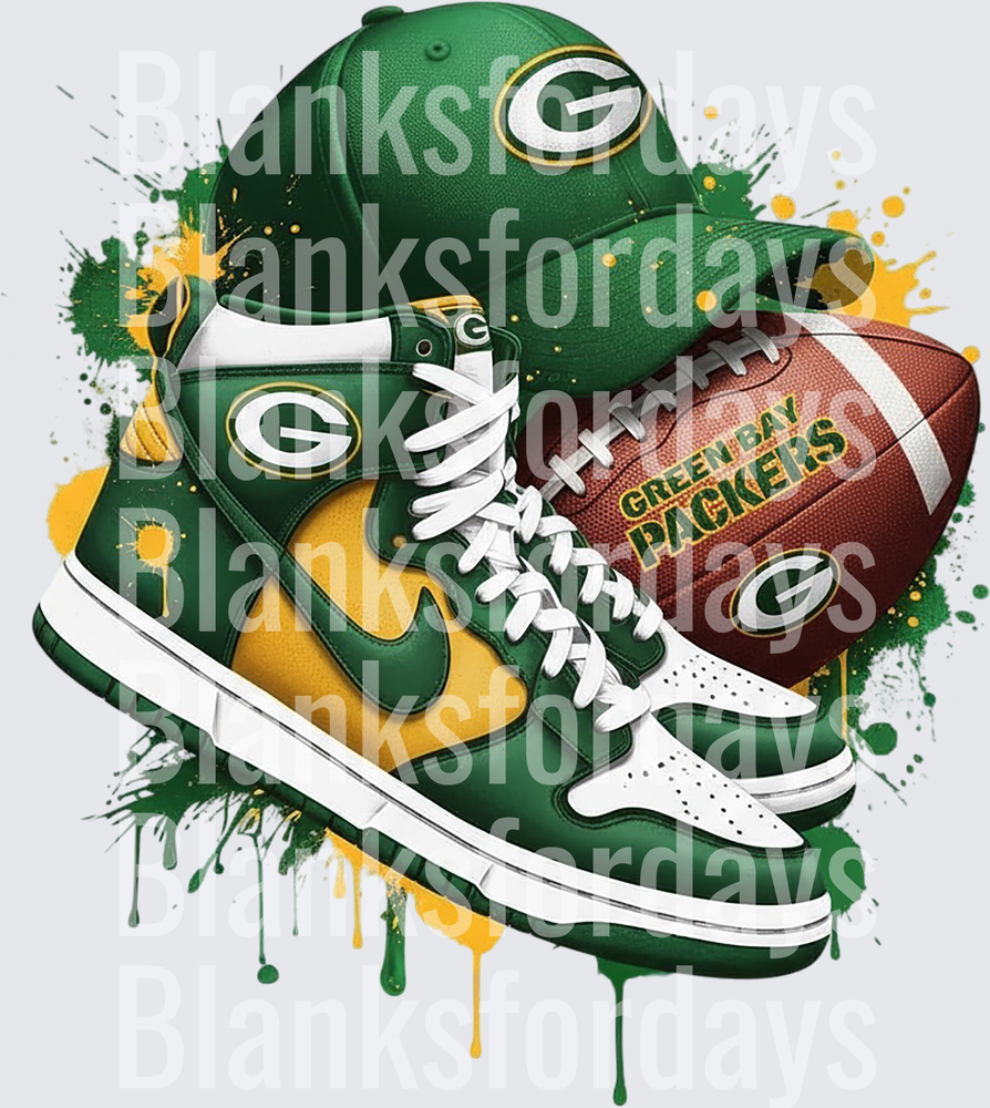 Green Bay Packers Sneaker Hat Football Paint Splash (DTF)