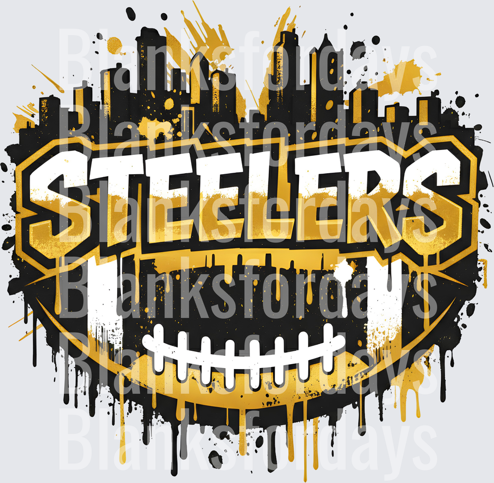Pittsburgh Steelers Grunge Football Skyline Drip Design (DTF)
