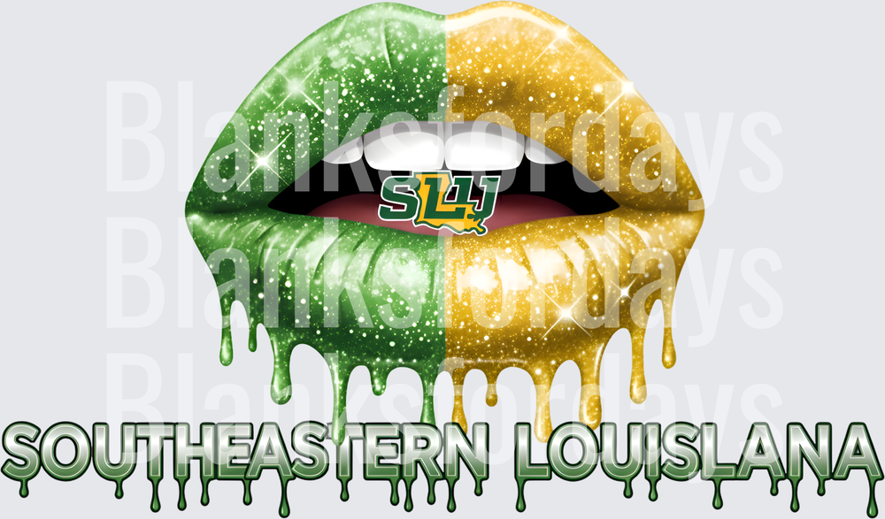 Southeastern Louisiana Lions SLU Dripping Glitter Lips (DTF)
